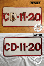 Load image into Gallery viewer, License Plate RESTORATIONS + PHOTO GALLERY + . . . . . . . . CLICK ON PHOTO TO SEE LOTS MORE . . . . . . . . . . . .