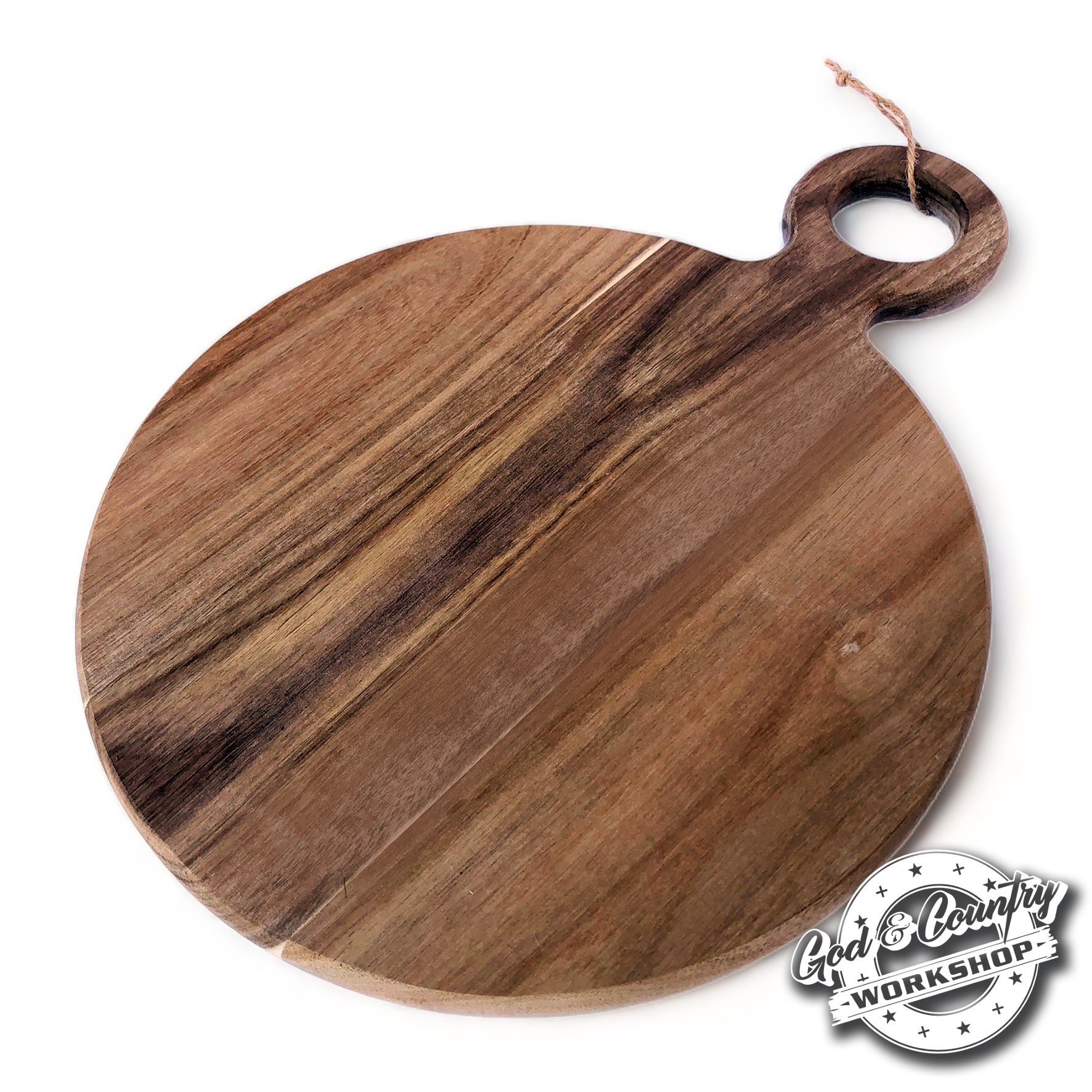12" Round Cutting Board with Round Handle - God & Country Workshop