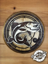 Load image into Gallery viewer, Fish on the Line - Round Multi-Layered Wood Decor Plaque
