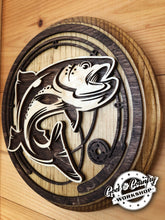 Load image into Gallery viewer, Fish on the Line - Round Multi-Layered Wood Decor Plaque