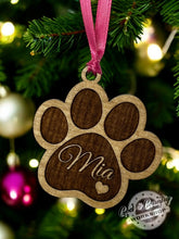 Load image into Gallery viewer, Personalized Cat or Dog Paw Ornament