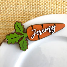 Load image into Gallery viewer, Personalized Easter Basket or Table Place Setting Name/Greeting Carrot Tags