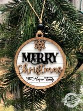 Load image into Gallery viewer, Round Merry Christmas Ornament - Personalize-able