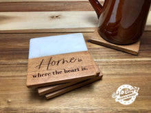 Load image into Gallery viewer, Marble and Acacia Wood Coaster Sets - 4 DIFFERENT DESIGNS TO CHOOSE FROM or CUSTOM