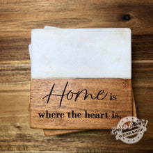 Load image into Gallery viewer, Marble and Acacia Wood Coaster Sets - 4 DIFFERENT DESIGNS TO CHOOSE FROM or CUSTOM