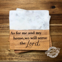 Load image into Gallery viewer, Marble and Acacia Wood Coaster Sets - 4 DIFFERENT DESIGNS TO CHOOSE FROM or CUSTOM