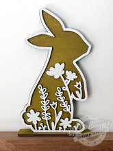 Load image into Gallery viewer, Easter / Spring Floral Wooden Bunnies - Set of 3 - Pastel Stained Colors