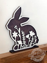 Load image into Gallery viewer, Easter / Spring Floral Wooden Bunnies - Set of 3 - Pastel Stained Colors