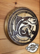 Load image into Gallery viewer, Fish on the Line - Round Multi-Layered Wood Decor Plaque
