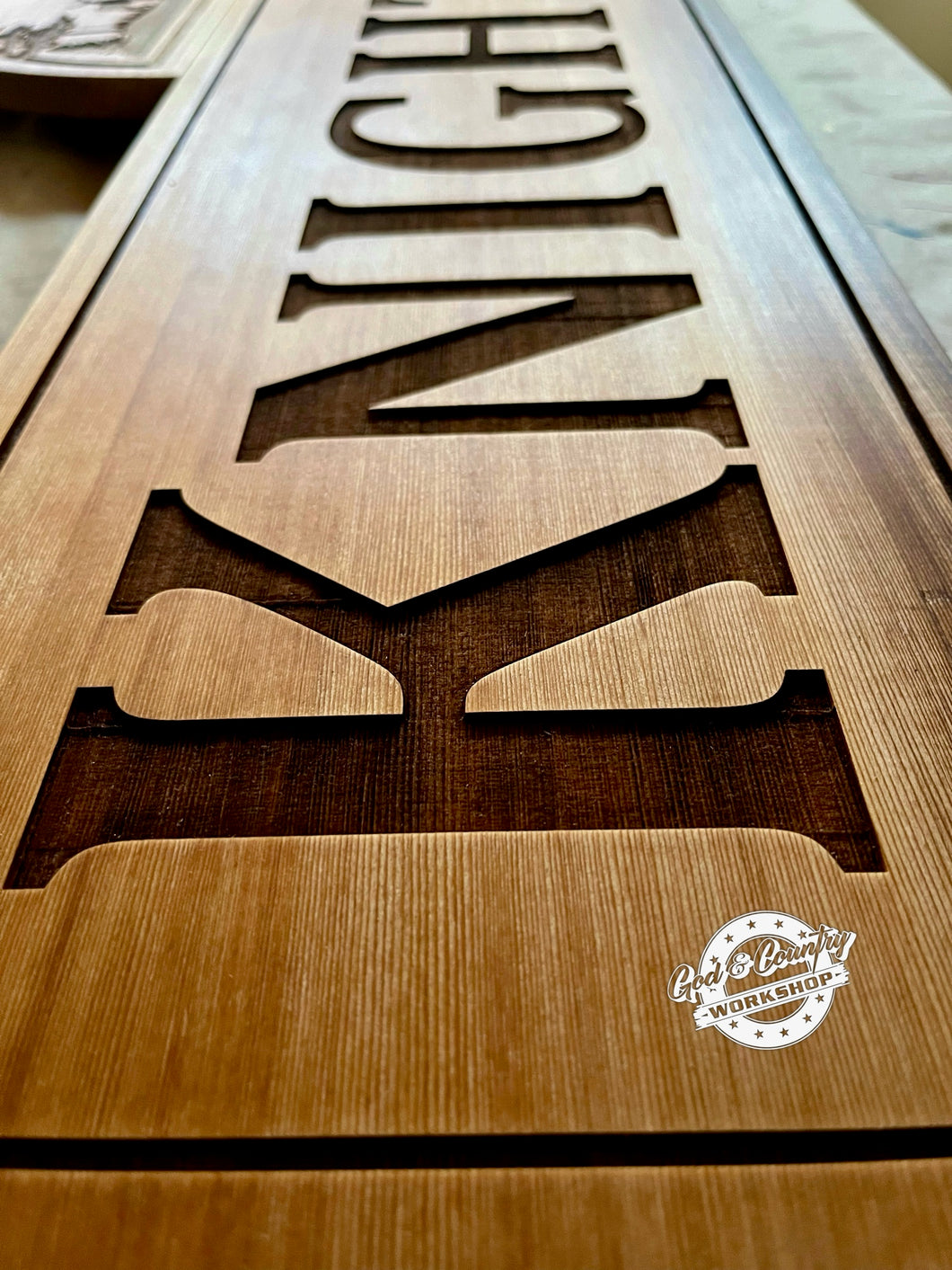 Close-Up of Our Cedar Sign Craftmanship