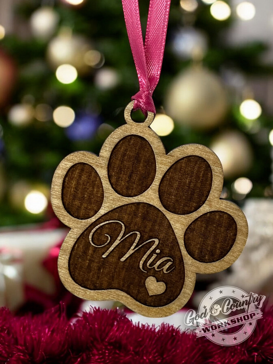 Personalized Cat or Dog Paw Ornament