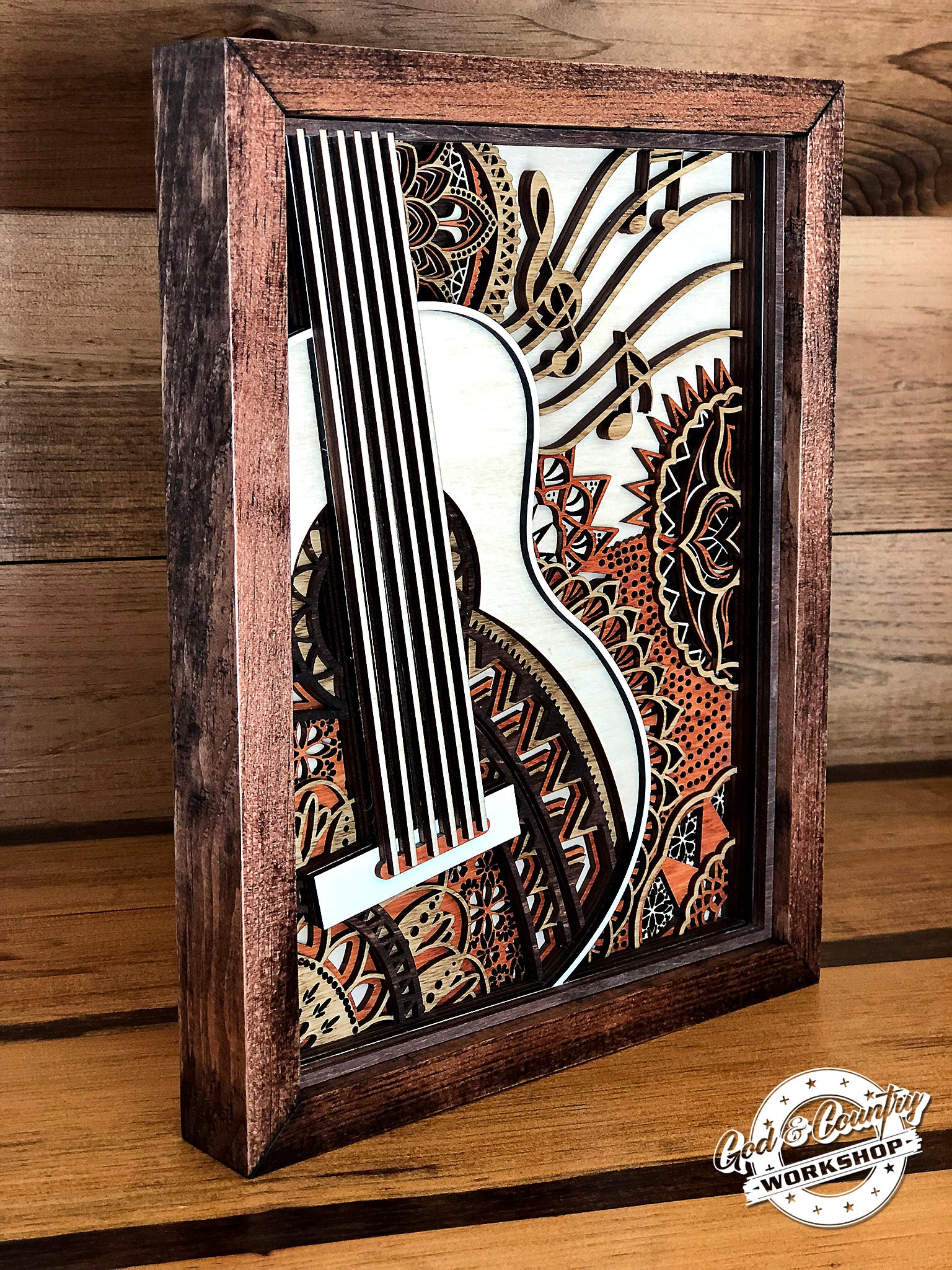 アート・デザイン・音楽 Adoration and Glory Acoustic Guitar - Decor - 3D - Multi-Layer - Art – God