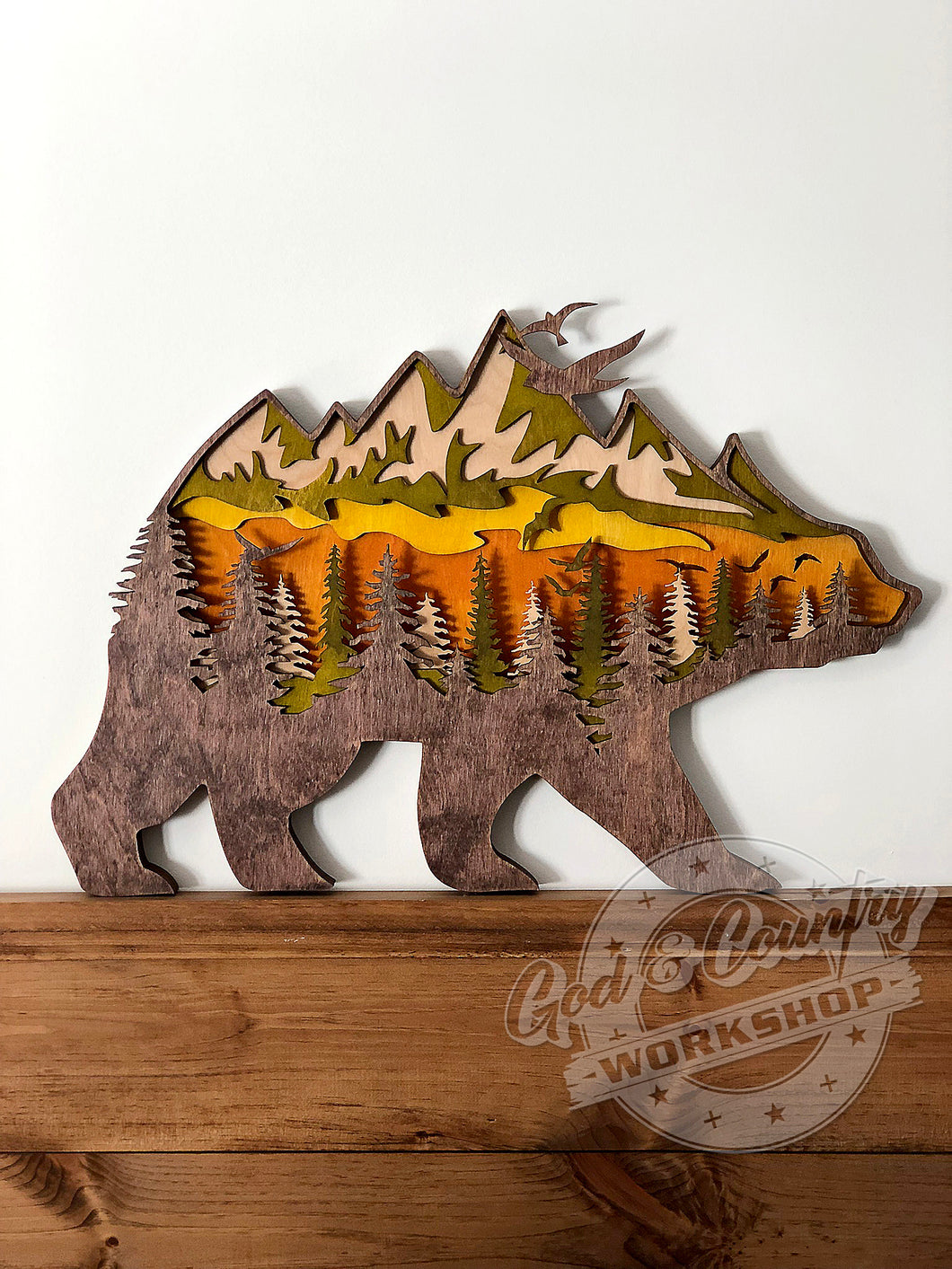 BEAR - WALL ART Decor - Multi-Layer 3D - MEDIUM