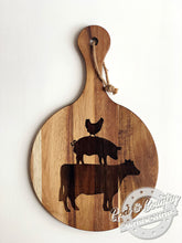 Load image into Gallery viewer, Farm Animal Pile - Round Cutting Board with Rope - Two Sizes
