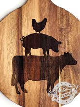 Load image into Gallery viewer, Farm Animal Pile - Round Cutting Board with Rope - Two Sizes
