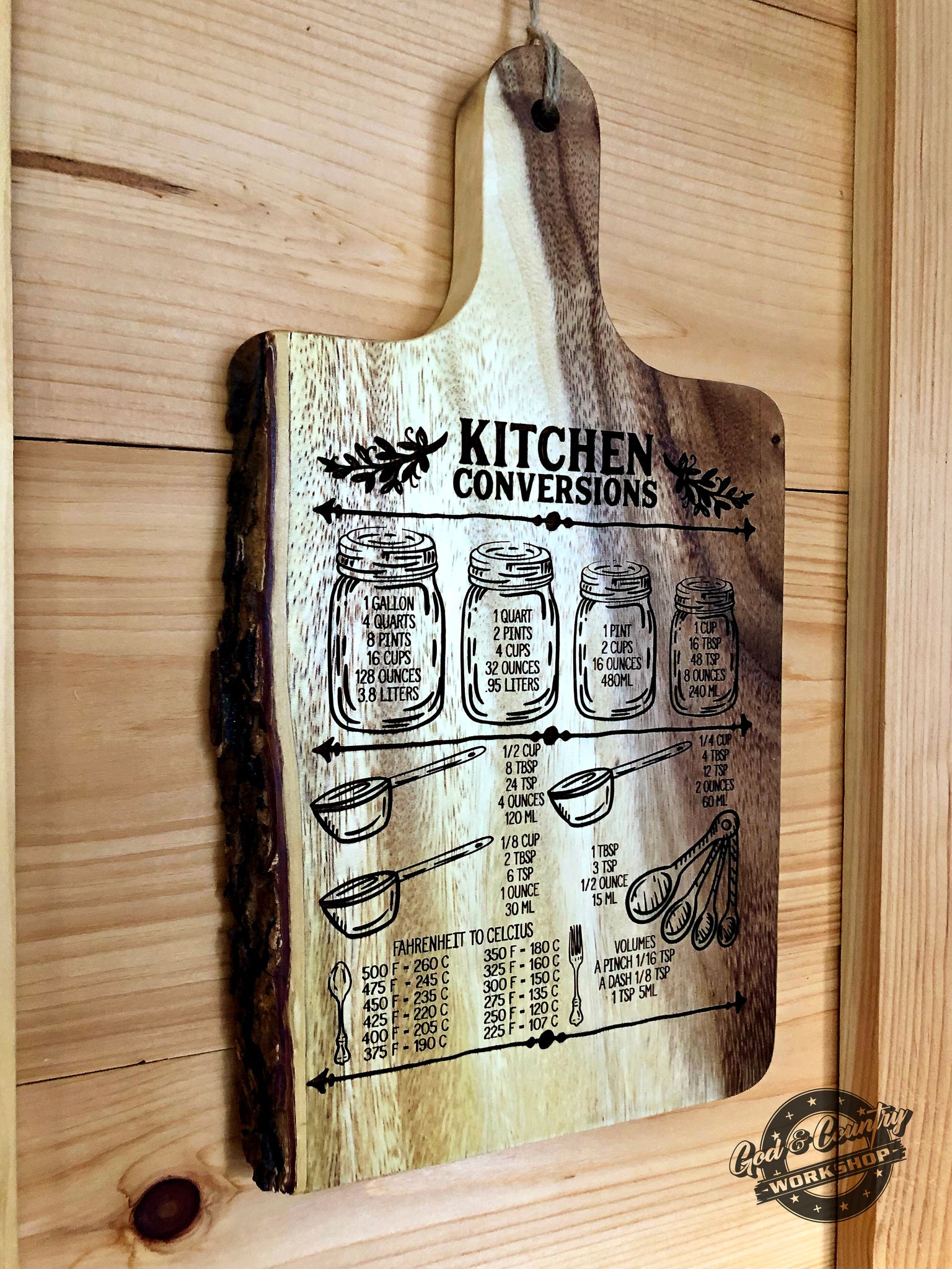Kitchen Measurements Conversion Chart Board with Live Edge – God ...