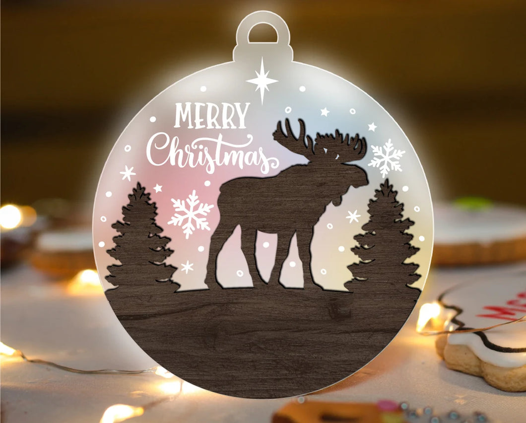 Moose - Merry Christmas Ornament - Personalize-able