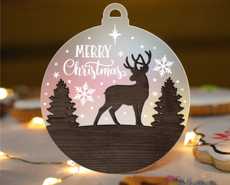 Deer/Buck - Merry Christmas Ornament - Personalize-able