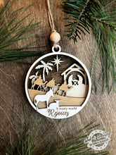 Load image into Gallery viewer, Layered Nativity Ornament - A Weary World REJOICES
