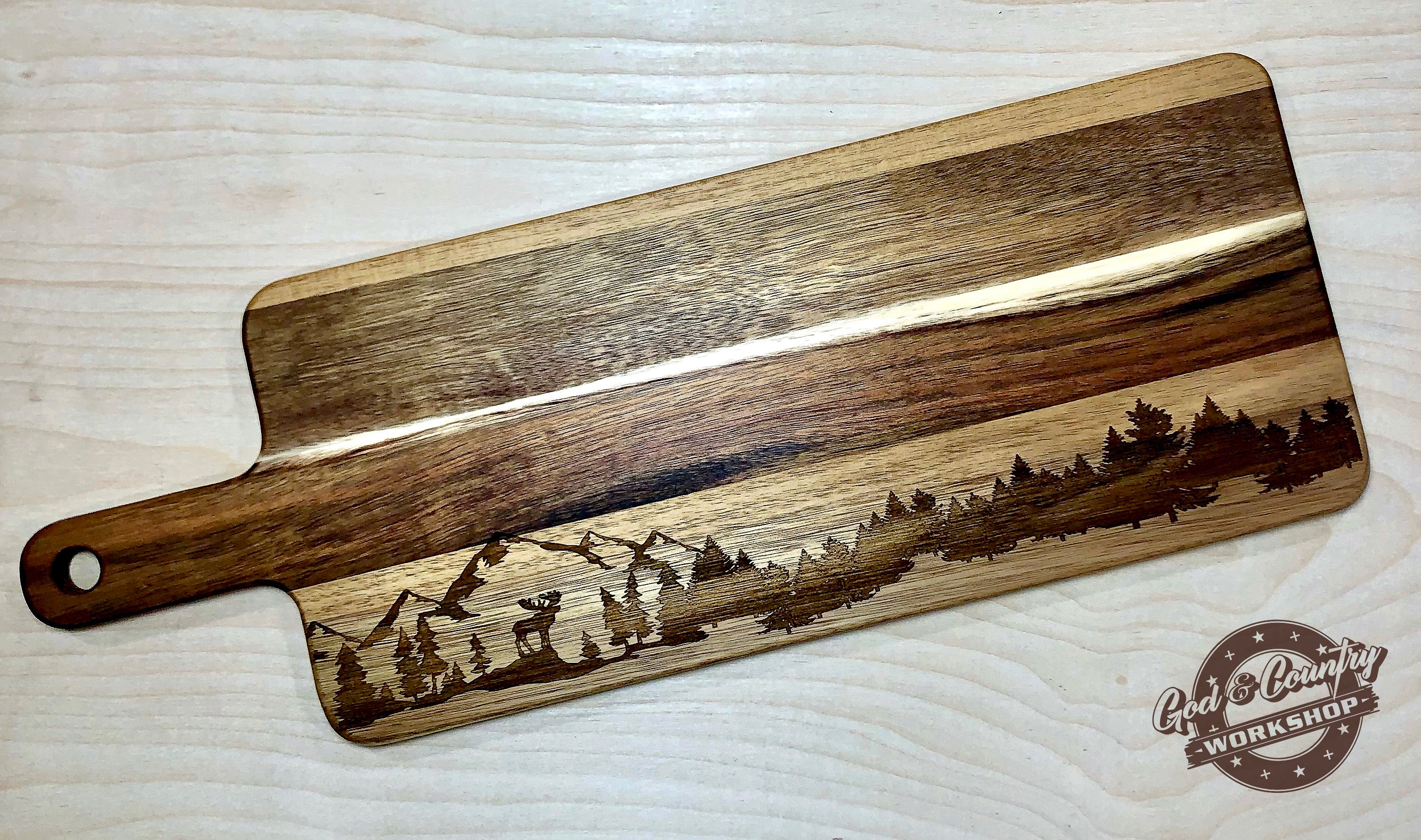 Laser Engraved Personalized Moose Bear Canoe Cabin Lake House Cutting Board FREE store Personalization