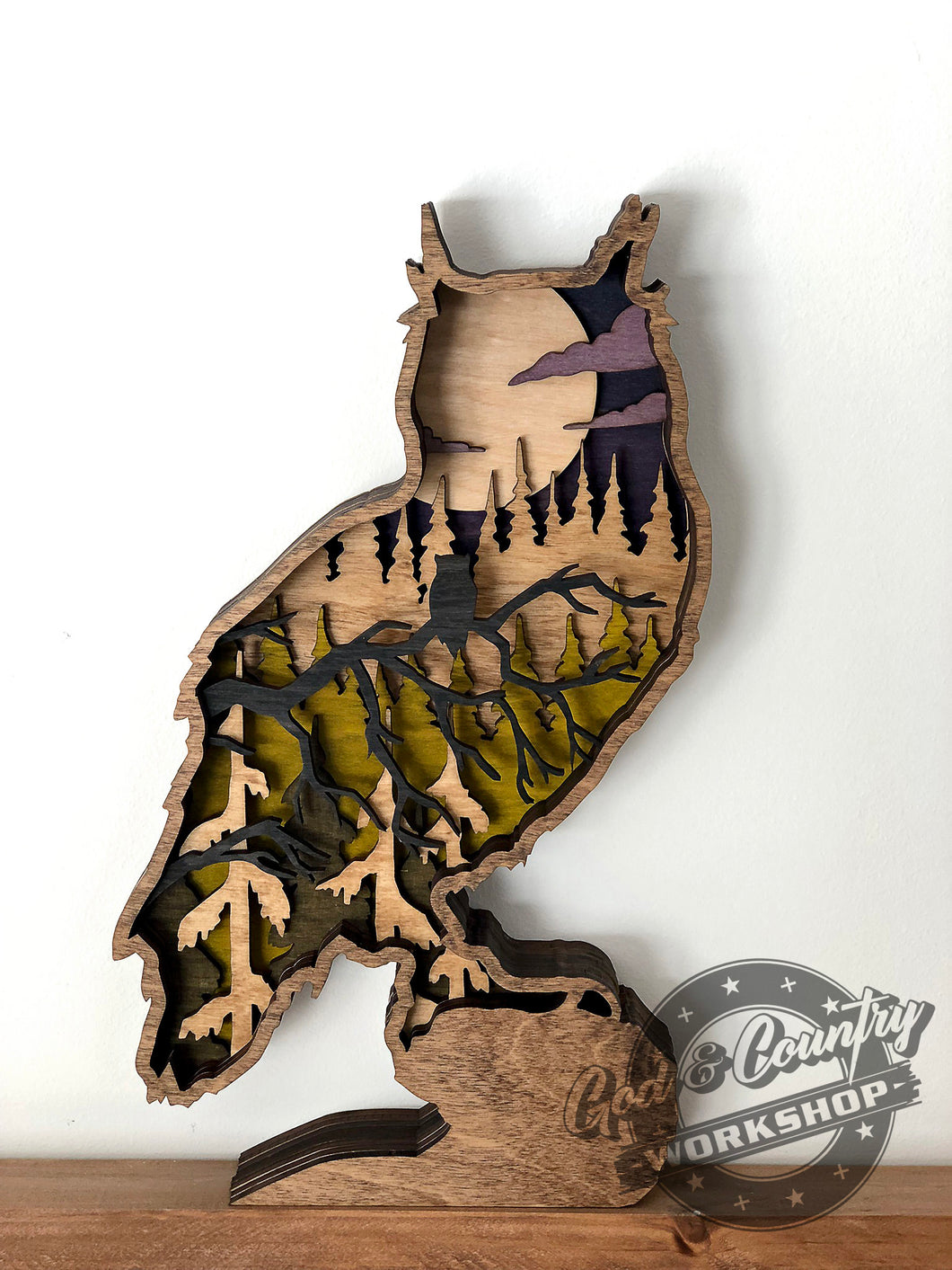 OWL - SHELF-SITTER or WALL ART - Multi-Layer - 3D - Decor