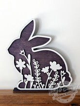 Load image into Gallery viewer, Easter / Spring Floral Wooden Bunnies - Set of 3 - Pastel Stained Colors
