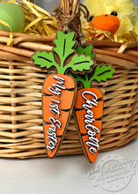 Load image into Gallery viewer, Personalized Easter Basket or Table Place Setting Name/Greeting Carrot Tags

